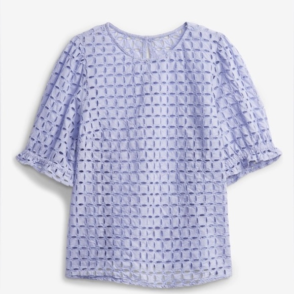 NWOT! Gap Lily Eyelet Puff Sleeve Top - Size Medium 🤎 - Picture 5 of 5